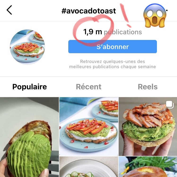 Capture écran toast avocat instagram