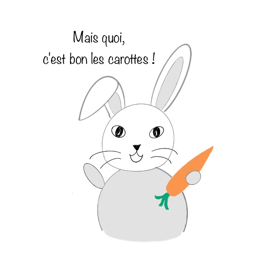 Dessin de lapin qui aime manger des carottes